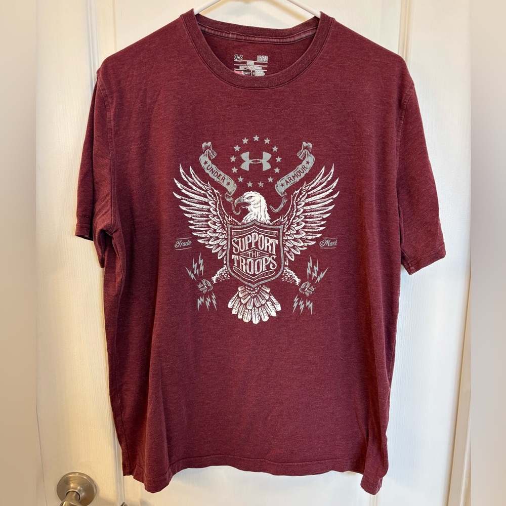 Under Armour Men's Burgundy Support the Troops Graphic Tee Size Large